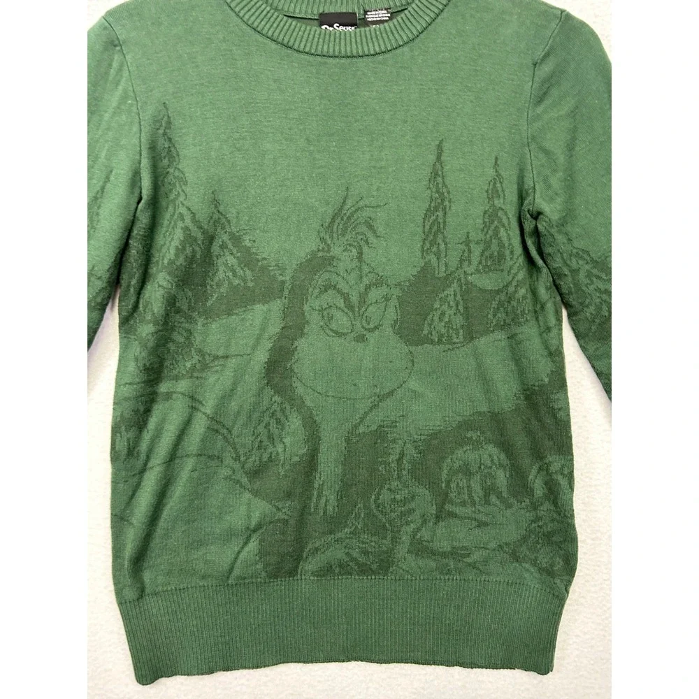 Christmas Holiday Dr. Seuss Unisex Small Green Grinch Graphic Pullover Sweater